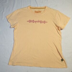 Howler Brothers Women T-Shirt L Peach Cotton Gator Graphic Heed The Call Tee